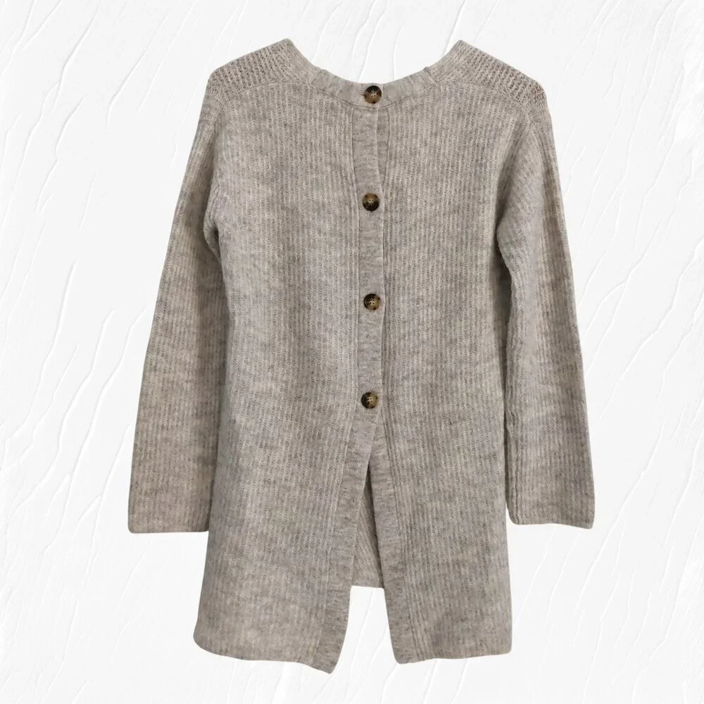 Point Sur Alpaca Blend Sweater XS Gray Button Back V-Neck Like New Relaxed Fit - Picture 3 of 9